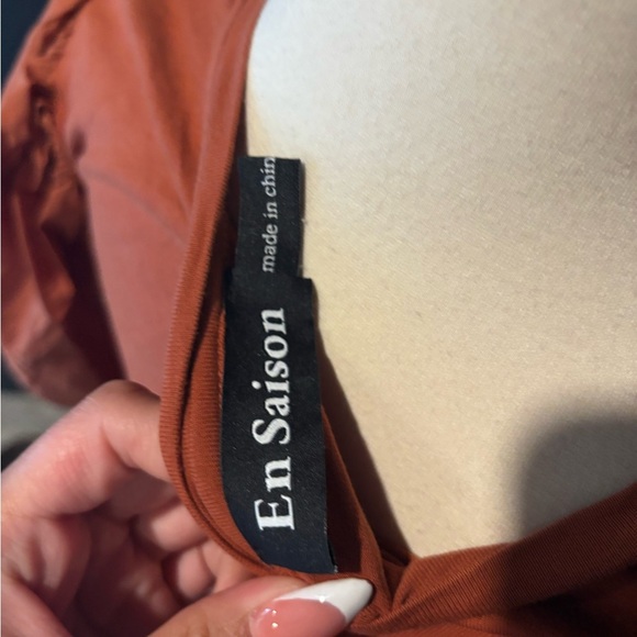 Rust Puff Sleeve Women's Top - Picture 4 of 4